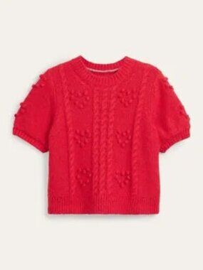 Boden Red Heart Bobble Valentine Knitted Tee Sweater, XS
